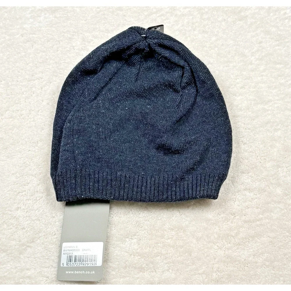 BENCH Knit Beanie Fold Skull Cap Fisherman  Logo Lined Navy‎ One Size Unisex NWT